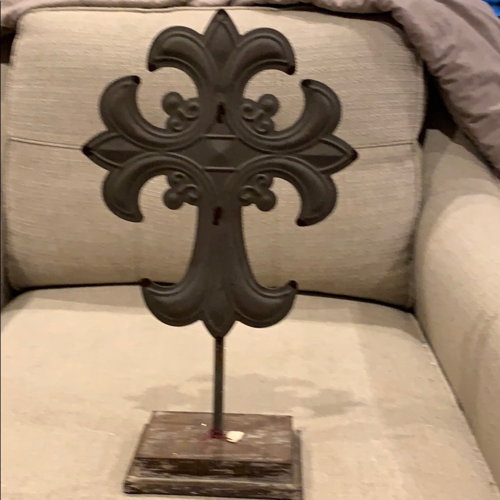 Metal Cross Standing on Base 17” x 9 1/2”